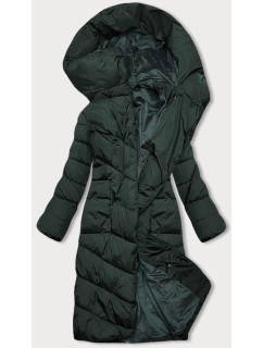 Tmavozelená dlhá dámska zimná bunda (2M-033)
