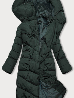 Tmavozelená dlhá dámska zimná bunda (2M-033)