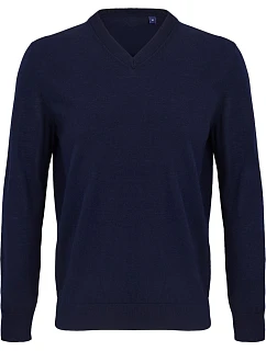 Men Pánský svetr s výstřihem do V night blue model 22500678 - NEOBLU
