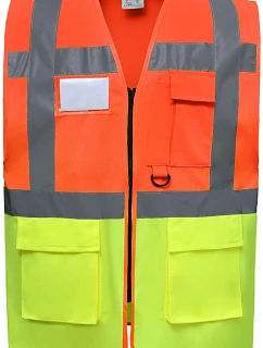 Yoko HVW 801 Hi-Vis multifunkčná vesta 79.W801, výstražná oranžová/výstražná žltá