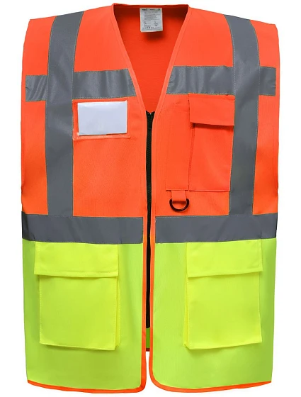 Yoko HVW 801 Hi-Vis multifunkčná vesta 79.W801, výstražná oranžová/výstražná žltá Yoko HVW 801 Hi-Vis multifunkčná vesta 79.W801, výstražná oranžová/výstražná žltá