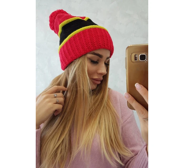 Dámska čiapka Kinga K297 červená+kiwi+čierna