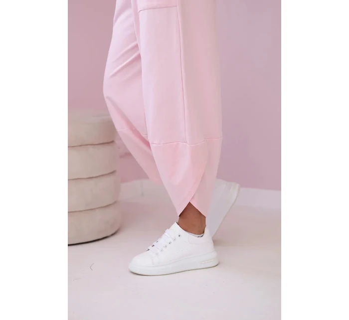 Bavlněná mikina kalhoty set pudrově růžová