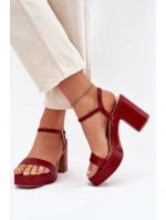 Eko Skórzane Sandały Na Słupku Bordowe Lillita Eko Skórzane Sandały Na Słupku Bordowe Lillita