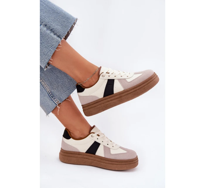 Dámské tenisky na platformě béžové model 21702556 - Boto Dámské tenisky na platformě béžové model 21702556 - Boto