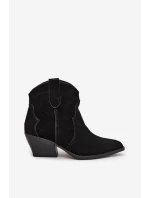 Nazouvací dámské kozačky z přírodního semiše černé model 21713735 - Boto