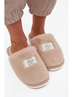 Obuwie Domowe Kapcie Damskie Futrzane Beżowe Maelis