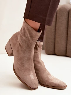 Dámské kotníkové boty na podpatku typu Khaki model 22320781 - Boto