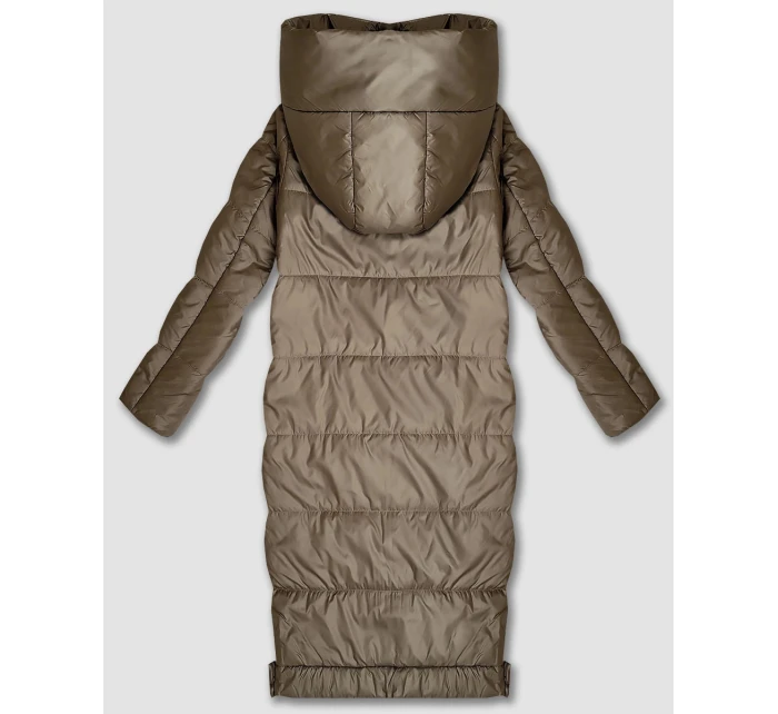 Dámska béžová dlhá bunda s ľahkou potlačou S'West (B8509-12)