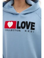 Zateplená bavlnená mikina s kapucňou Love blue