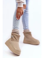 Wsuwane Śniegowce Damskie Na Platformie Beżowe Gattea Wsuwane Śniegowce Damskie Na Platformie Beżowe Gattea