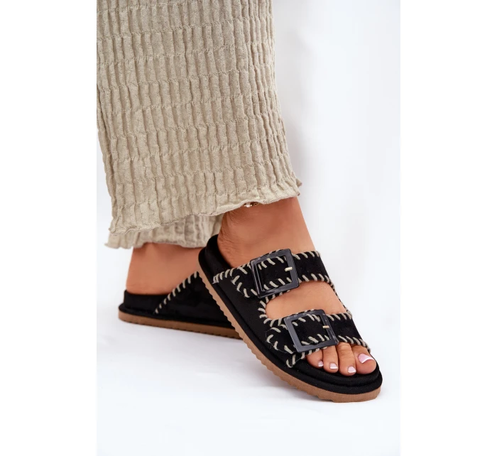 Dámské Pantofle S Přezkami A Dekorativním Černé model 21696576 - Boto Dámské Pantofle S Přezkami A Dekorativním Černé model 21696576 - Boto