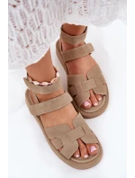 Sandały Damskie Z Rzepami Khaki Uvissa