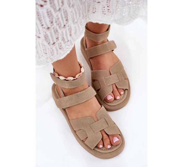 Sandały Damskie Z Rzepami Khaki Uvissa