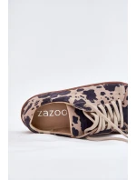 Dámske semišové barefoot tenisky s pruhmi Zazoo N1120 hnedo-béžové