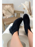 Dámské otevřené kotníkové boty na nízkém podpatku model 21961114 Černé - S.Barski Dámské otevřené kotníkové boty na nízkém podpatku model 21961114 Černé - S.Barski