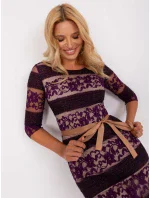 Sukienka LK SK model 18955156 ciemny fioletowy - FPrice Sukienka LK SK model 18955156 ciemny fioletowy - FPrice