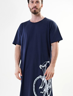 Pánská noční košile s krátkým rukávem Bicykl tm. modrá - Vienetta