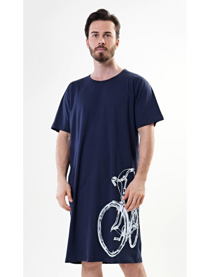 Pánska nočná košeľa s krátkym rukávom Bicycle dark. modrá - Vienetta