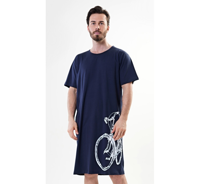 Pánska nočná košeľa s krátkym rukávom Bicycle dark. modrá - Vienetta