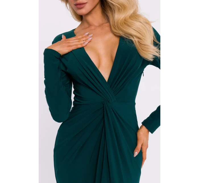 Dámské šaty model 20849710 tmavě zelené - Moe Dámské šaty model 20849710 tmavě zelené - Moe