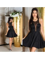 Dámske sexy mini šaty s priehľadným výstrihom 50226 Čierna - KouCla