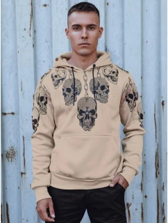 Pánská mikina s kapucí béžová model 21980053 - Dstreet