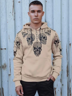 Pánská mikina s kapucí béžová model 21980053 - Dstreet