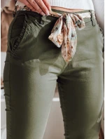 Dámské látkové chinos kalhoty s páskem olivové Dstreet model 21986630 - FashionStreet