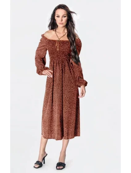 Dámske bodkované šaty v španielskom štýle v tehlovej farbe s dlhými rukávmi Ann Gissy (DLY016) Dámske bodkované šaty v španielskom štýle v tehlovej farbe s dlhými rukávmi Ann Gissy (DLY016)