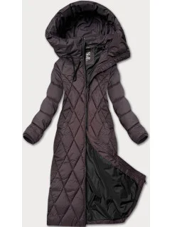 Dlhá hnedá dámska zimná bunda s kapucňou Libland (7832)