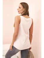 Dámska bavlnená blúzka s kvetinovou potlačou púdrovo ružová