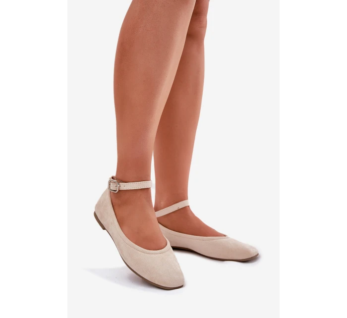 Eko Zamszowe Baleriny Z Paskiem I Klamrą Beżowe Deomira Eko Zamszowe Baleriny Z Paskiem I Klamrą Beżowe Deomira