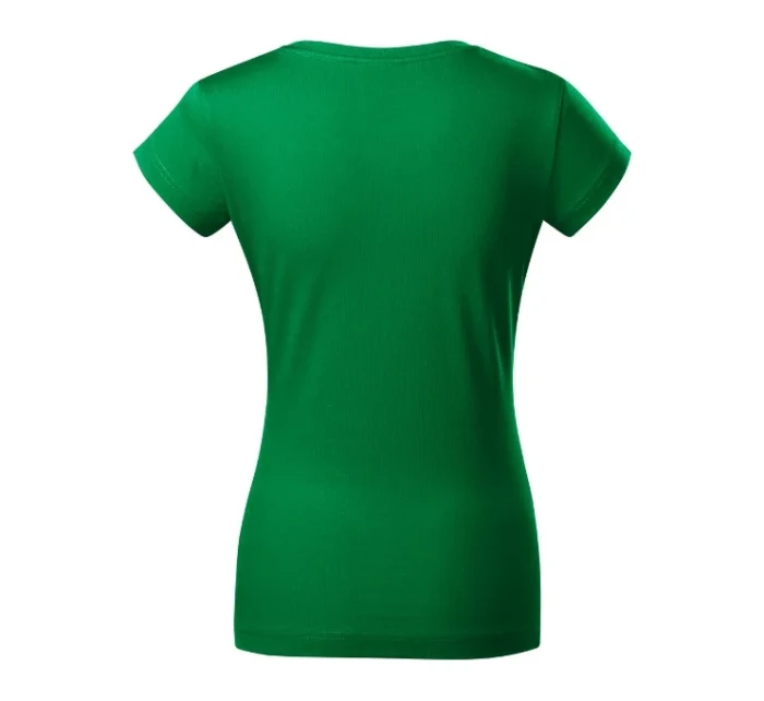 Dámske tričko Fit s výstrihom do V stredne zelené