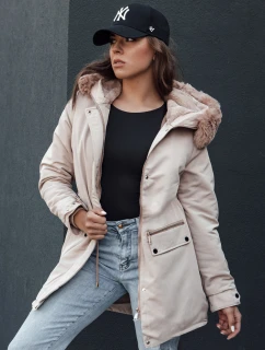 Dámska zimná bunda s kapucňou SNOWFALL béžová FashionStreet TY4490