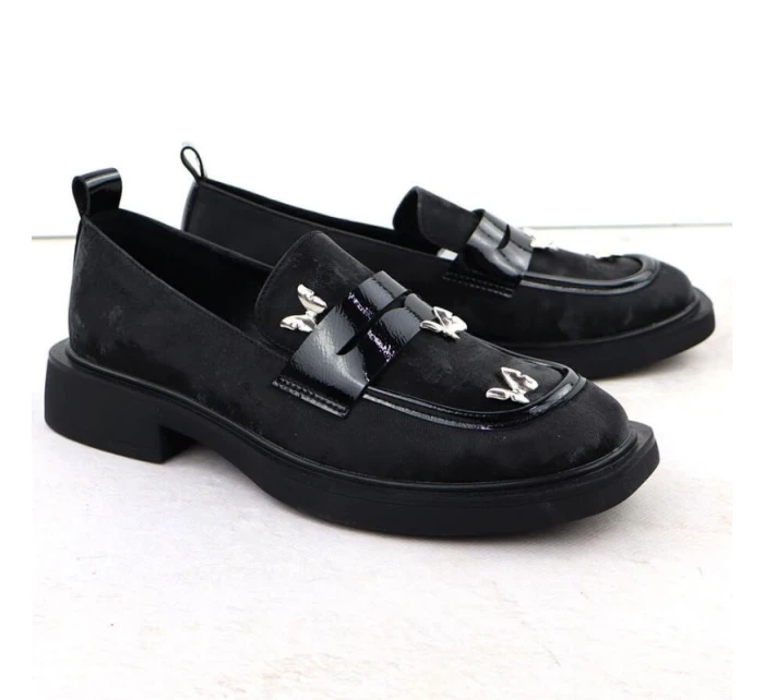 Dámske topánky lords s motýľmi čierne Potocki SZ12650