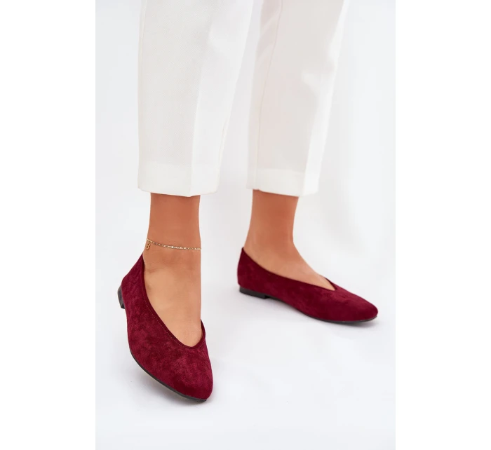 Klasyczne Baleriny Z Eko Zamszu Bordowe Osallin