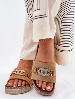 Dámské Pantofle Se Zlatým Na Platformě S Camel model 21689859 - Boto