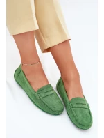 Damskie Zamszowe Mokasyny Zielone Lenvie