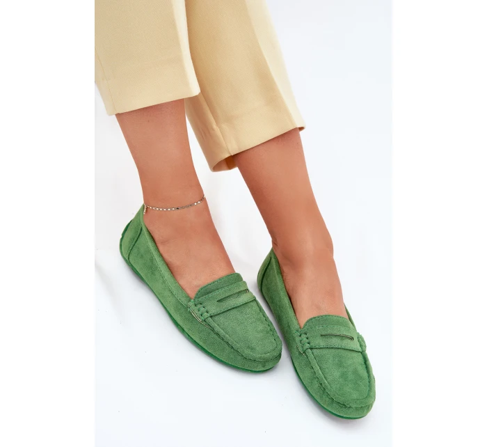 Damskie Zamszowe Mokasyny Zielone Lenvie