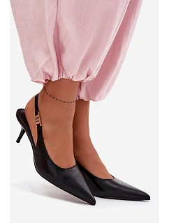 Dámské sandály z umělé kůže na podpatku Černé Jelissey