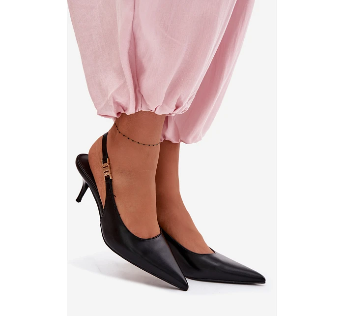 Dámské sandály z umělé kůže na podpatku Černé Jelissey