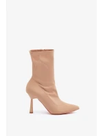 Materiál Kotníkové topánky na podpätku Tmavo béžová Amune Materiál Kotníkové topánky na podpätku Tmavo béžová Amune