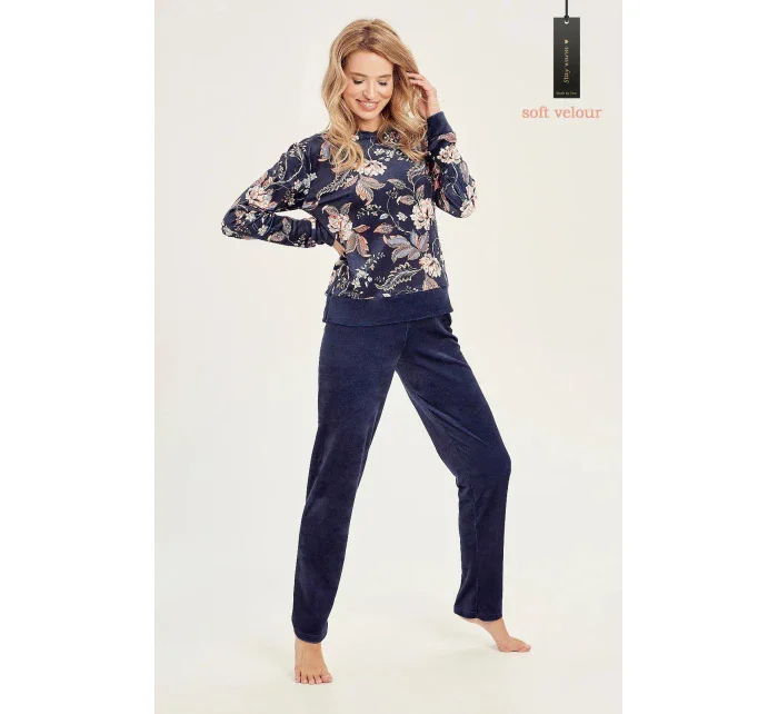 Dámské pyžamo Venus model 19373381 Tmavě modrá vzor - Taro Dámské pyžamo Venus model 19373381 Tmavě modrá vzor - Taro