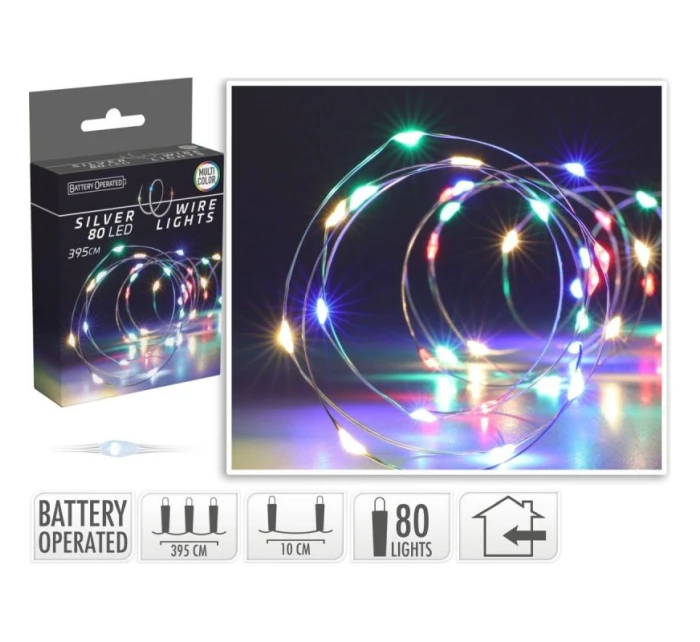 DRÔTENÉ SVETLÁ GIRLANDA NA BATÉRIE 80 VIEDOL VIAC FARIEB