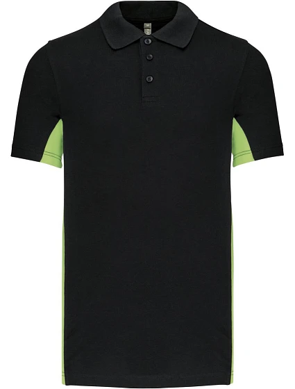 Kariban K 232 Dvojfarebné polo tričko s piké vzorom „Flag“ 20.K232 čierne/limetkové