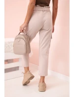 Dámské cargo kalhoty s vysokým pasem béžový
