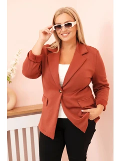 Dámska bunda z viskózy v nadmernej veľkosti s dlhými rukávmi a golierom, hnedá