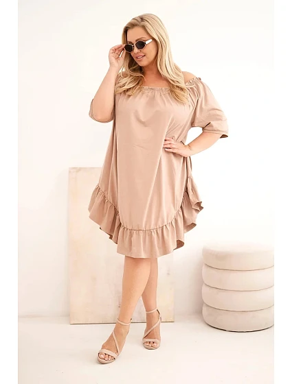Dámské plus size bavlněné šaty s volánem fango