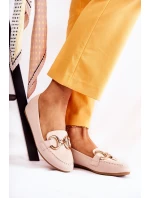 Damskie Zamszowe Mokasyny Z Ozdobą Beżowe Reality